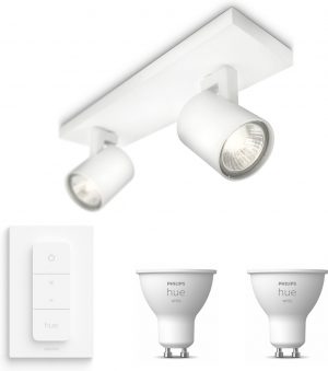 Philips myLiving Runner Opbouwspot - LED - Wit - 2 lichtpunten - Incl. Philips Hue White Gu10 & dimmer
