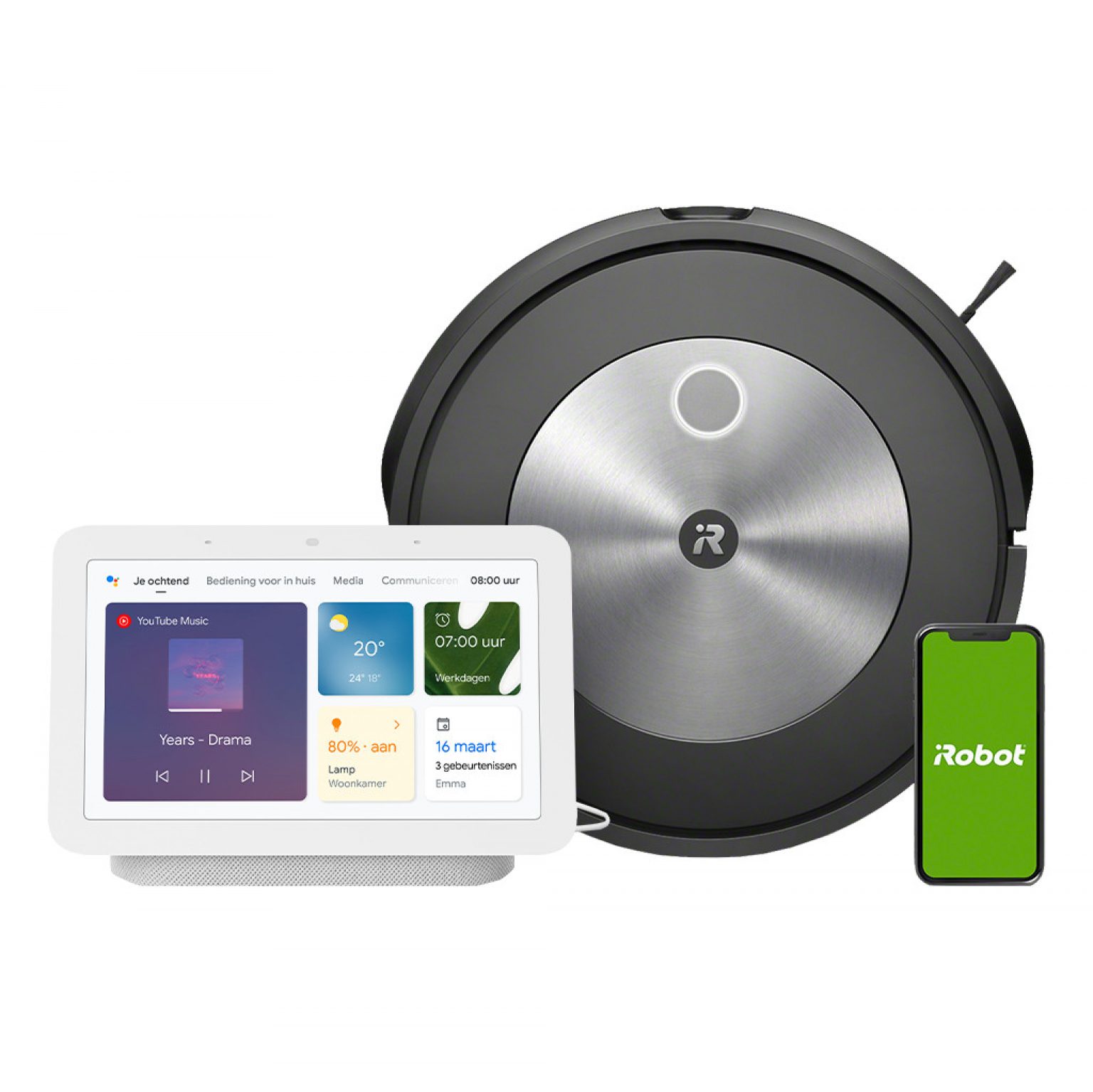 iRobot Roomba J7 + Google Nest Hub 2 Chalk Smart Gear Compare