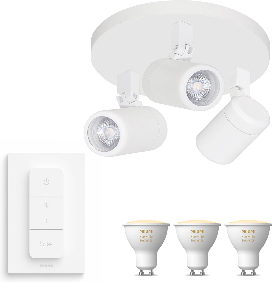 Highlight Rain opbouwspot - LED - wit - 3 lichtpunten - Incl. Philips Hue White Ambiance Gu10 & dimmer