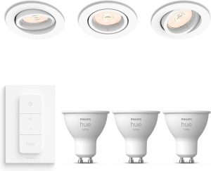 Philips Enneper Inbouwspots - 3 Stuks - Wit - Incl. Philips Hue White Gu10 & dimmer