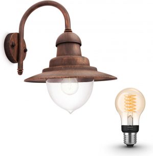 Philips myGarden Raindrop Wandlamp - 1 Lichtpunt - Brons - Incl. Philips Hue White Filament staandaarlamp E27