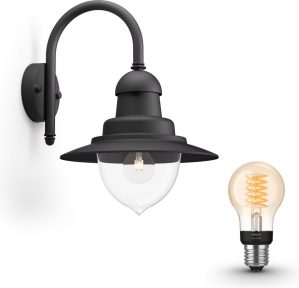 Philips myGarden Raindrop Wandlamp - 1 Lichtpunt - Zwart - Incl. Philips Hue White Filament standaardlamp E27