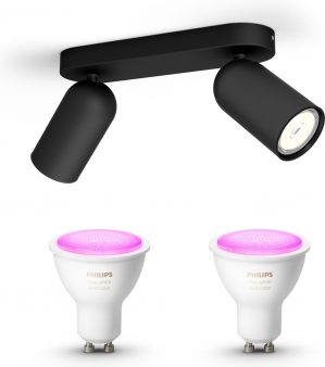 Philips myLiving PONGEE Opbouwspot - zwart - 2 lichtpunten - Incl. Philips Hue White & Color Ambiance Gu10