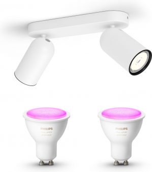 Philips myLiving Pongee Opbouwspot - wit - 2 lichtpunten - Incl. Philips Hue White & Color Ambiance Gu10