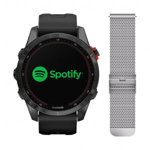 Garmin Fenix 7S Solar Zwart 42mm + Garmin Milanees Bandje Zilver 20mm