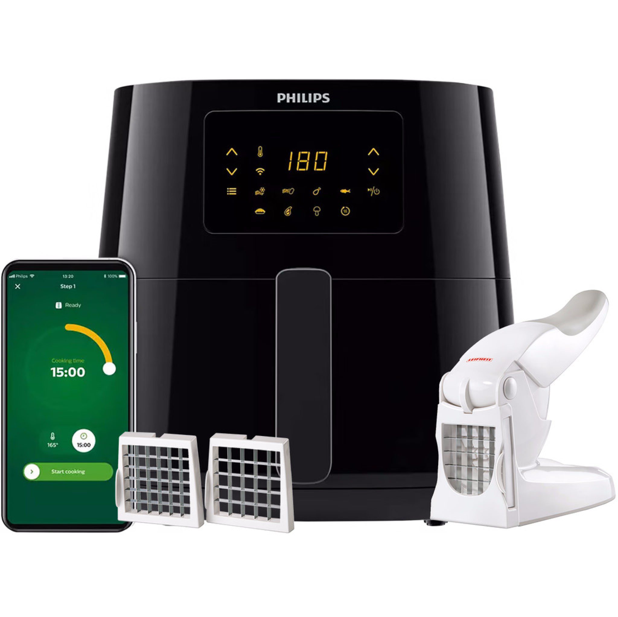 Philips Airfryer XL Connected HD9280/70 + Frietsnijder Smart Gear Compare