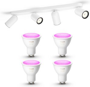 Philips myLiving Pongee Opbouwspot Wit - 4 Lichtpunten - Spotjes Opbouw Incl. Philips Hue White & Color Ambiance GU10 - Bluetooth