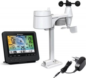 Tech+ Weerstation binnen en buiten -Wifi Profi 5-in-1 19 cm - Zwart - 3-delig - Weerstations - Draadloos binnen buiten