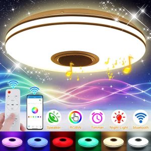 Muziek Plafonnieres - 28W - Plafondlampen - Sfeerlamp - Paneellamp - Met Bluetooth Speaker - Afstandsbediening - Slaapkamer RGB - Muziek Plafondverlichting - Plafondlamp WIFI - Appbediening
