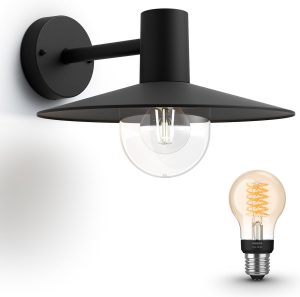 Philips Mygarden Skua Wandlamp Buiten - Muurlamp - Tuinverlichting LED Buiten - Buitenlamp - Incl. Philips Hue White Filament Standaardlamp E27 - Zwart