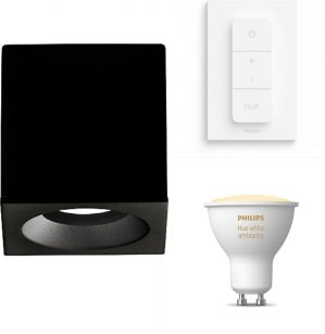 Acb Iluminacion Branco Opbouwspot met Philips Hue White Ambiance GU10 & Dimmer Switch - Spotjes Opbouw - 1 Lichtpunt - Zwart