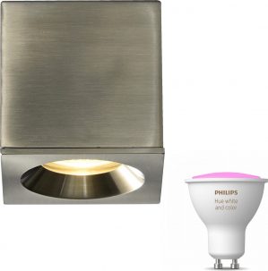 Acb Iluminacion Branco Opbouwspot met Philips Hue White & Color Ambiance GU10 - Spotjes Opbouw - 1 Lichtpunt - Zilver