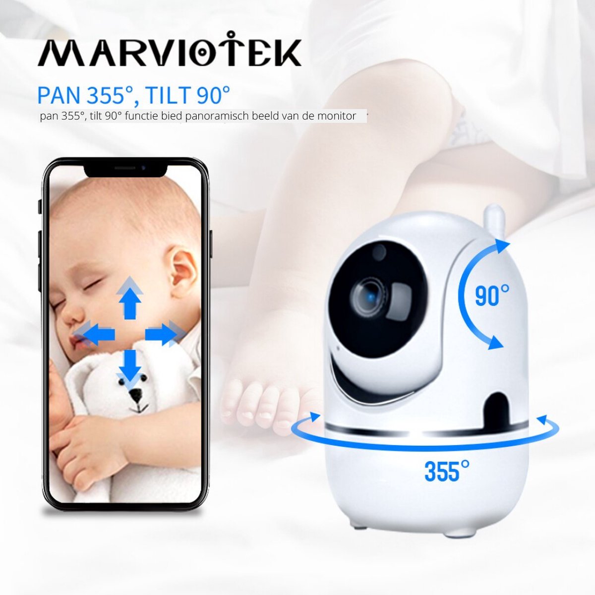 AspektProducts Babyfoon - Babyfoon met camera - WIFI - bewegingsdetectie - Wit