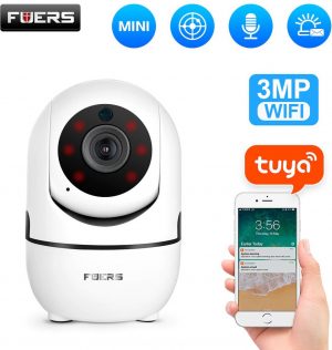 Babyfoon - Draadloze IP Camera - Thuis Beveiliging - 2.4 G wifi Draadloze Bewakingscamera - Tuya Smart app / Smart Life app - Hoge Resolutie Baby Bewakingscamera - Infraroodsensor - Huisdiercamera & Beveiligingscamera met 64 GB SD-kaart - Wit