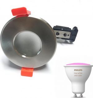 Jotaeme Xino Inbouwspot met Philips Hue White & Color Ambiance GU10 - LED - Dimbaar - Spotjes Inbouw - Geschikt voor Buiten - IP65 Waterbestendig - 1 Lichtpunt - Inox