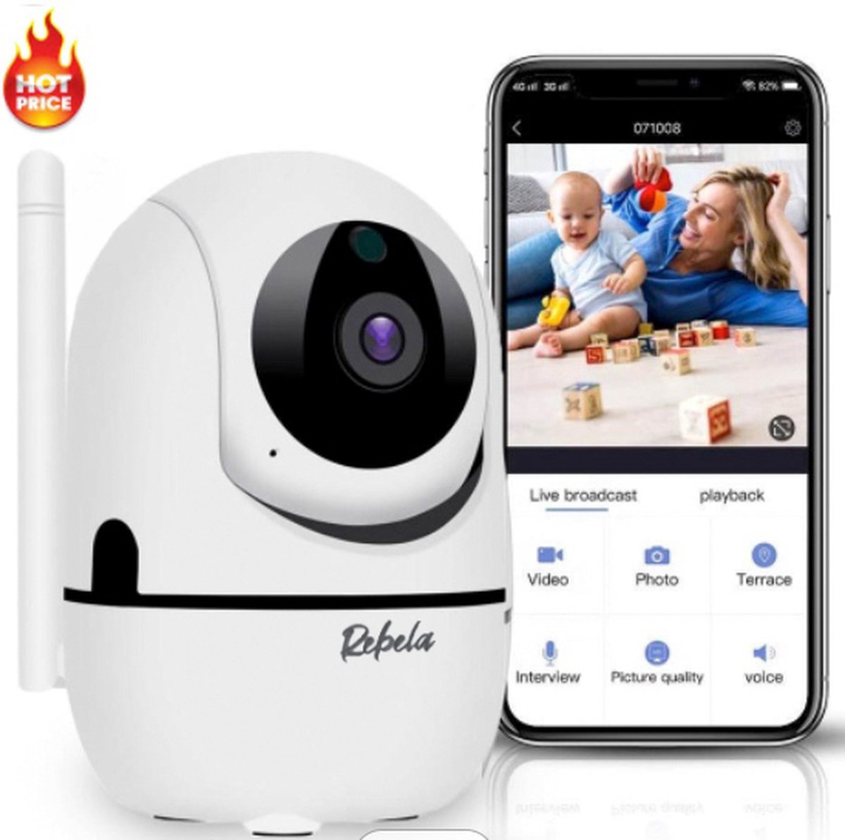 Rebela | Wireless 1080p 2mp Baby Monitor | Babyfoon met camera en App | Babyphone | Beveiligingscamera | Security Smart Home Two-way Audio Indoor Motion Detection Ip Wifi CCTV | Camera beveiliging