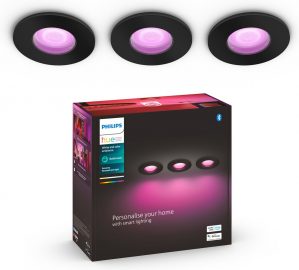 Philips Hue Xamento badkamerinbouwspot - wit en gekleurd licht - 3-pack - zwart - rond