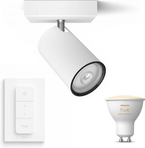 Philips myLiving Kosipo Opbouwspot Wit - 1 Lichtpunt - Spotjes Opbouw Incl. Philips Hue White Ambiance GU10 & Dimmer - Bluetooth