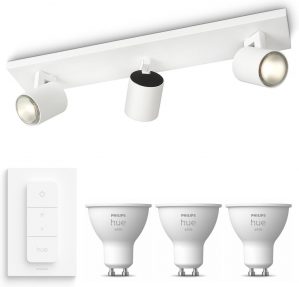 Philips myLiving Runner Opbouwspot met Hue White GU10 & Dimmer - Spotjes Opbouw - Bluetooth - 3 Lichtpunten - Wit