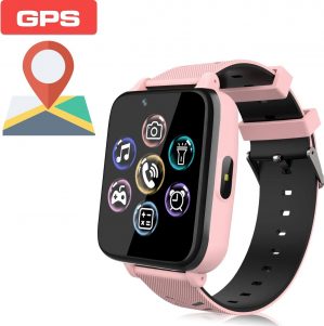 VADERDAG cadeau - papa cadeautjes - Smartwatch met GPS voor kinderen, horloge-telefoon voor meisjes en jongens, touchscreen met muziekspeler, spellen, camera, zaklamp en wekker, smartwatch om