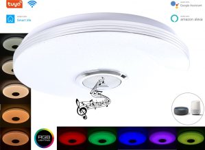 Varin® LED Plafondlamp WIFI - 36W - Ø 40cm - met Bluetooth speaker - Smart lamp met afstandsbediening - Wekker en Nachtlamp - Plafonniere - Verlichting kinderkamer, slaapkamer, woonkamer - Plafond lamp - RGB Plafondlampen - Ceiling light - Plafoniere