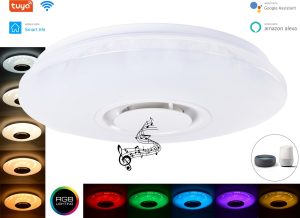 Varin® LED Plafondlamp WIFI 3D - 36W - Ø 40cm - met Bluetooth speaker - Special 3D effect - Smart lamp met afstandsbediening & app - Verlichting kinderkamer, jongen, meisje - Plafonniere - Plafond lamp verlichting - RGB Plafondlampen - Plafoniere