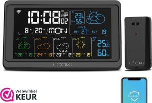 Looki Slim Weerstation met App - Weersverwachting - Hygrometer - Binnen en Buiten - Temperatuurmeter - UV - Draadloos - WiFi