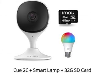 MCI Babyfoon Camera - Beveiligingscamera - Nachtzicht - Voor Buiten en Binnen - Compact en Slim - 24/7 Bescherming - Incl. 32GB SD Kaart & Smart Lamp - Zwart/Wit