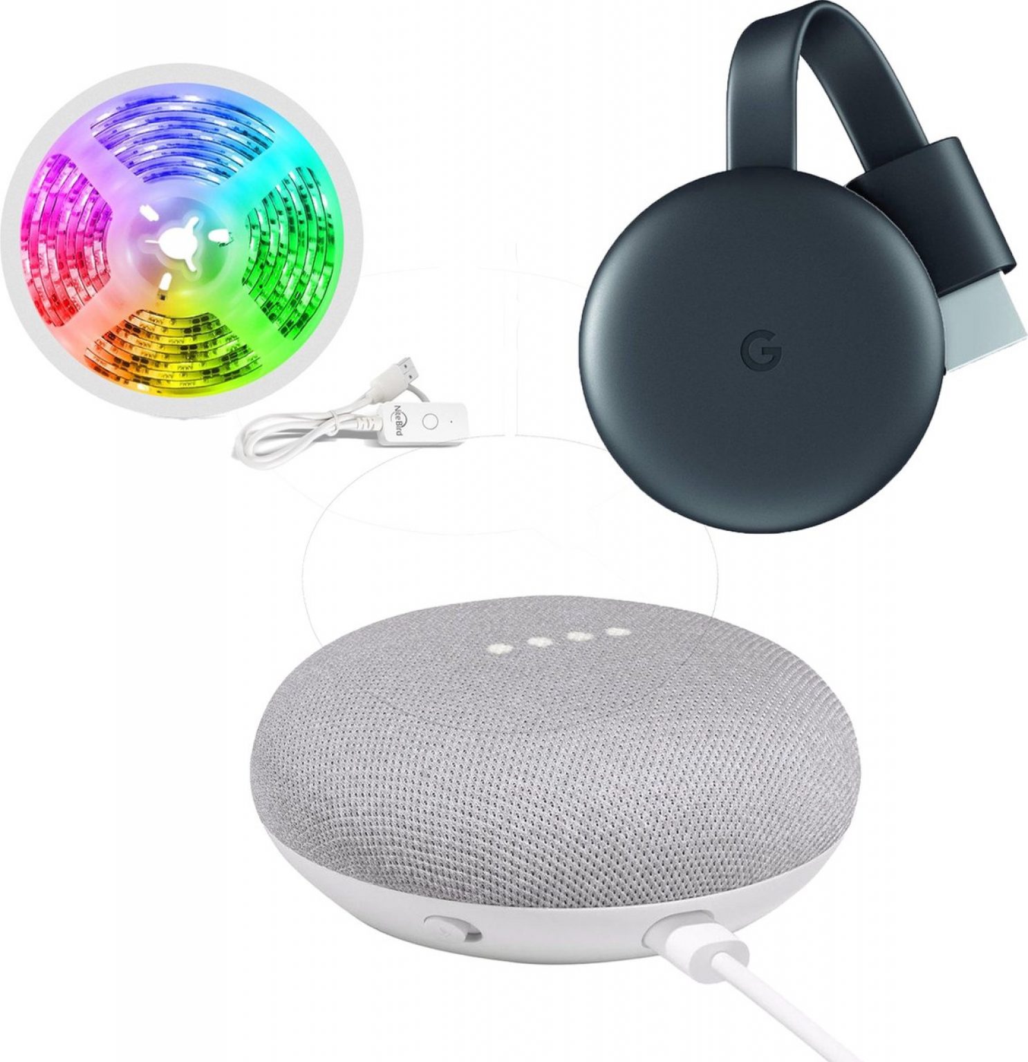 Google home nest mini Google Chromecast smart LED Strip 2.8 meter startpakket VTV