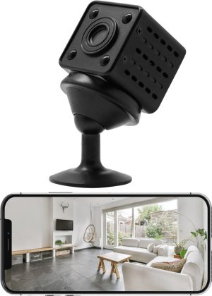 Nuvance - Mini Spy Camera met WIFI en App - Beveiligingscamera met Bewegingsdetectie - Verborgen Camera - Bewakingscamera voor Binnen - Spy Cam - Zwart