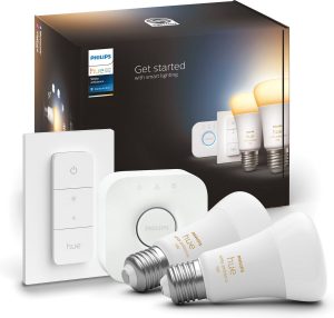 Philips Hue starterkit - warm tot koelwit licht - 2 lampen - E27 - 1100lm - 1 dimmer switch