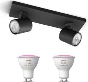 Philips Myliving Runner Opbouwspot met Philips Hue White & Color Ambiance GU10 - Spotje Opbouw - Bluetooth - 1 Lichtpunt - Zwart