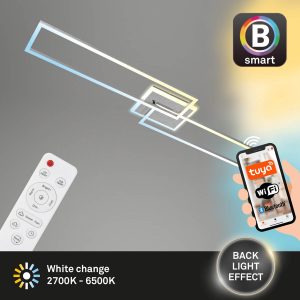 BRILONER - FRAME S - LED plafondlamp - 40W - instelbare kleurtemperatuur - nachtlichtfunctie - timerfunctie - geheugenfunctie - dimbaar via afstandsbediening - Amazon Echo en Google Home - IP20