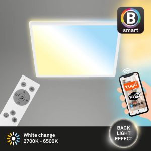 BRILONER - SLIM S - LED Panel - 22W - instelbare kleurtemperatuur, dimbaar - nachtlichtfunctie, timerfunctie, geheugenfunctie - backlight effect - Amazon Echo & Google Home - IP20