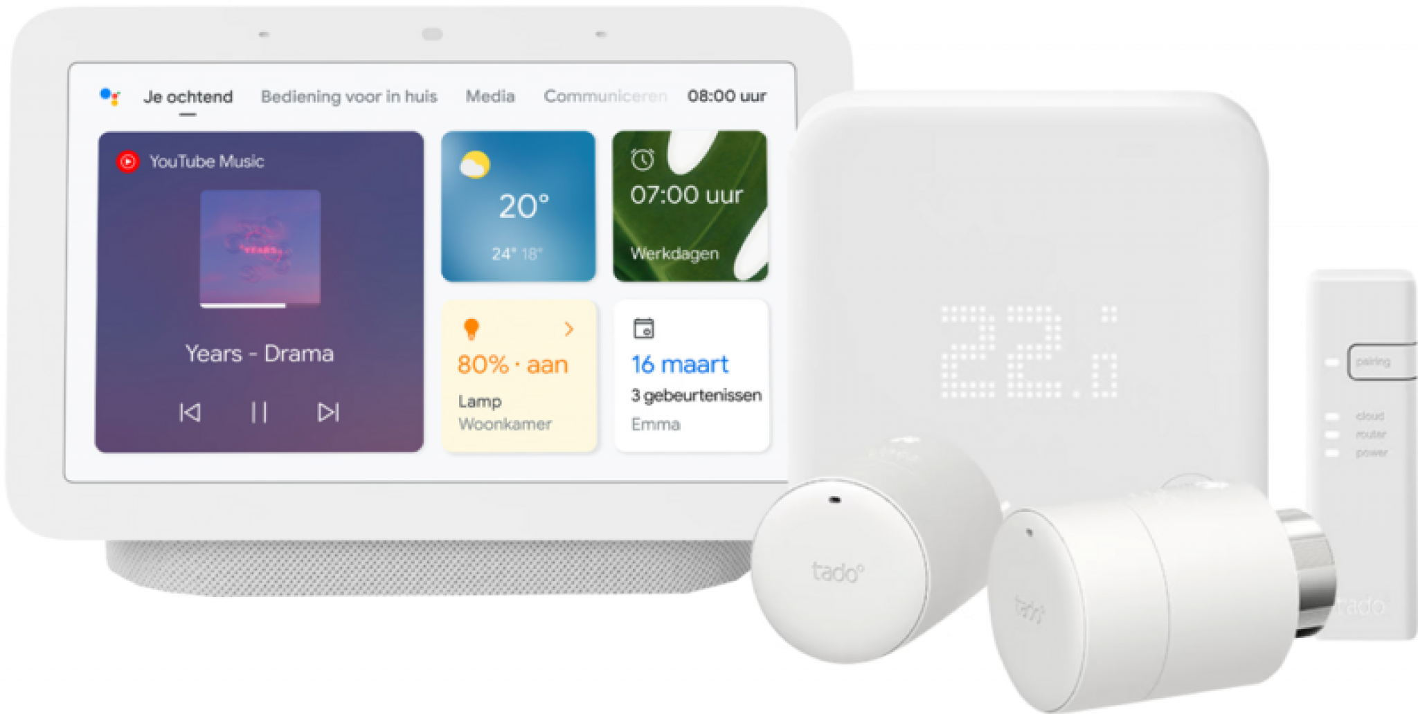 Tado Slimme Thermostaat V3+ Startpakket + 2 radiatorknoppen + Google