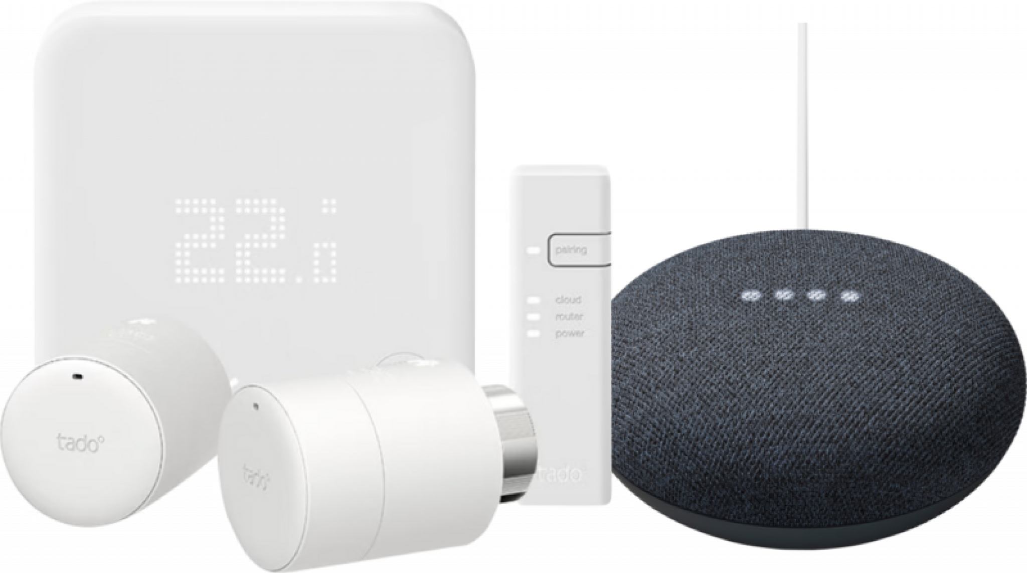 Tado Slimme Thermostaat V3+ Startpakket + 2 radiatorknoppen + Google