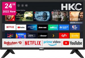 HKC HV24H1 TV 24 inch (60 cm) Smart TV met Netflix, Prime Video, Rakuten TV, DAZN, Youtube, UVM, Wifi, Triple Tuner DVB-T2 / S2 / C, Dolby Audio