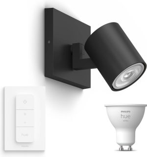 Philips myLiving Runner Opbouwspot met Hue White GU10 & Dimmer - Spotjes Opbouw - Bluetooth - 1 Lichtpunt - Zwart
