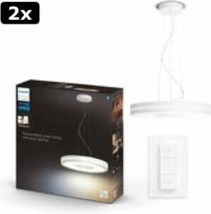 2x Philips Hue Being hanglamp - warm tot koelwit licht - wit - 1 dimmer switch