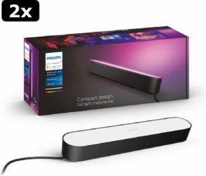 2x Philips Hue Play Lichtbalk Tafellamp basis - White and Color Ambiance - G√'integreerd LED - Zwart - 42W