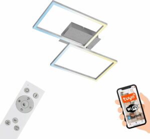 BRILONER - FRAME S - LED plafondlamp - smart - 30W - 3300 lm - instelbare kleurtemperatuur - nachtlichtfunctie, timerfunctie - dimbaar via afstandsbediening -met Amazon Echo en Google Home bruikbaar - IP20