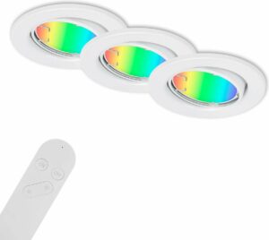Briloner - FIT MOVE S - LED inbouwspot - 4,9W - 400 lm - CCT- /RGB- regeling, dimbaar via afstandsbediening - timerfunctie, geheugenfunctie - met Amazon Echo en Google Home bruikbaar - set van 3 - IP20