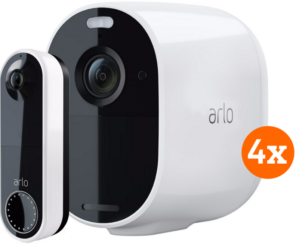 Arlo Essential Beveiligingscamera Wit 4-pack + Arlo Wire Free Video Doorbell Wit