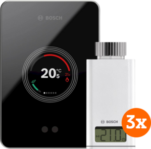 Bosch EasyControl CT200 zwart + 3x Bosch EasyControl Smart Radiator Thermostat RT10-RF