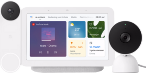 Google Nest Cam Indoor Wired + Nest Deurbel + Nest Hub 2