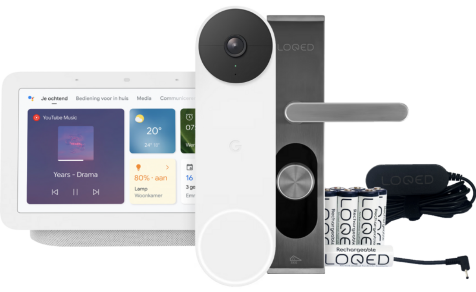 Google Nest Doorbell + Nest Hub + LOQED Touch Smart Lock + LOQD Power