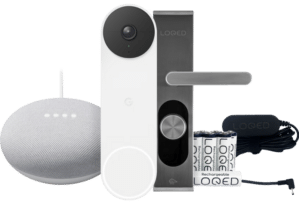 Google Nest Doorbell + Nest Mini + LOQED Touch Smart Lock + LOQED Power Kit