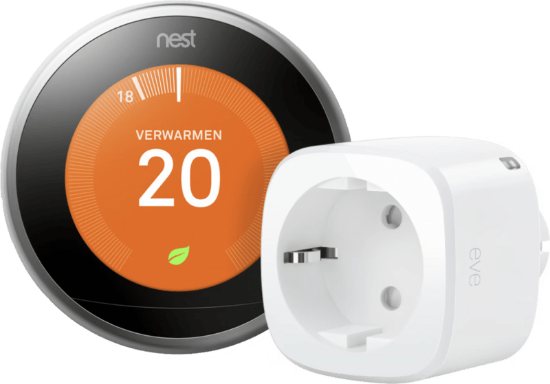 Google Nest Learning Thermostat V3 Premium Zilver + Eve Energy