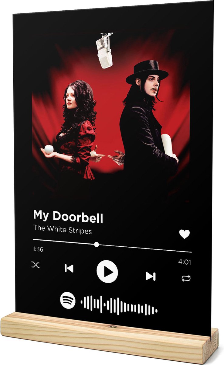 Songr Spotify Muziek Bordje - My Doorbell - The White Stripes - 20x30 - Zwart - Dibond Aluminium Plaat - Cadeau Tip voor Man en Vrouw