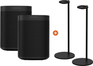 Sonos One Duopack + Sonos Speaker Standaard Paar Zwart